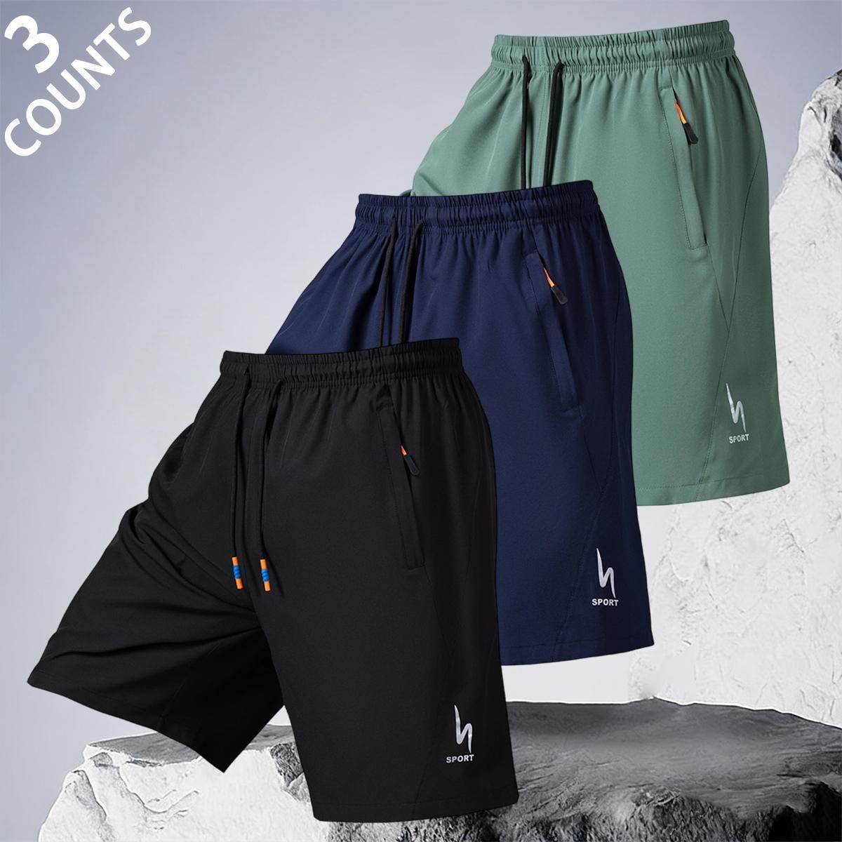 Urban Active Stylish Mens Quick Dry Athletic Shorts Casual Drawstring Elastic Waist Zipper Pocket Sports Shorts for Street Style Daily Wear and Social Gatherings