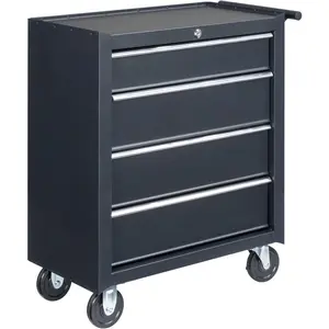4-Drawer Tool Chest with Wheels & Lock & Key, Heavy Duty Cart Rolling Tool Box on Wheels, Metal Storage Cabinet, Rolling Tool Cart with Drawers for Garage, Warehouse & Repair Shop