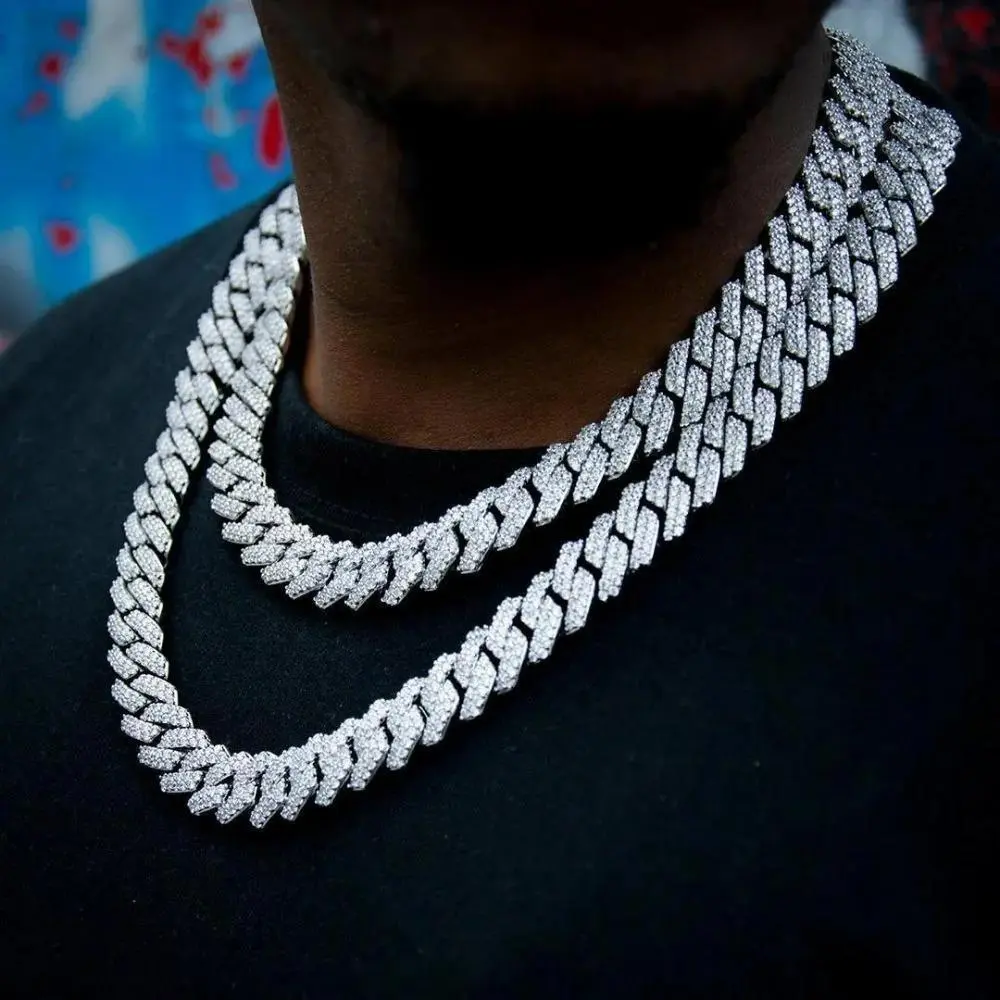Sparkling Iced Out Cuban Chain Necklace, 2026 Trendy Hip Hop Geometric Bag Charm, Multi-Size Cuban Links, Men's Hip Hop Streetwear Jewelry, Ideal for Daily Wear & Gifting, Male, 18In, 20In, Men's Jewelry, Casual, Chain & Link, Hip-Hop Fashion Elements