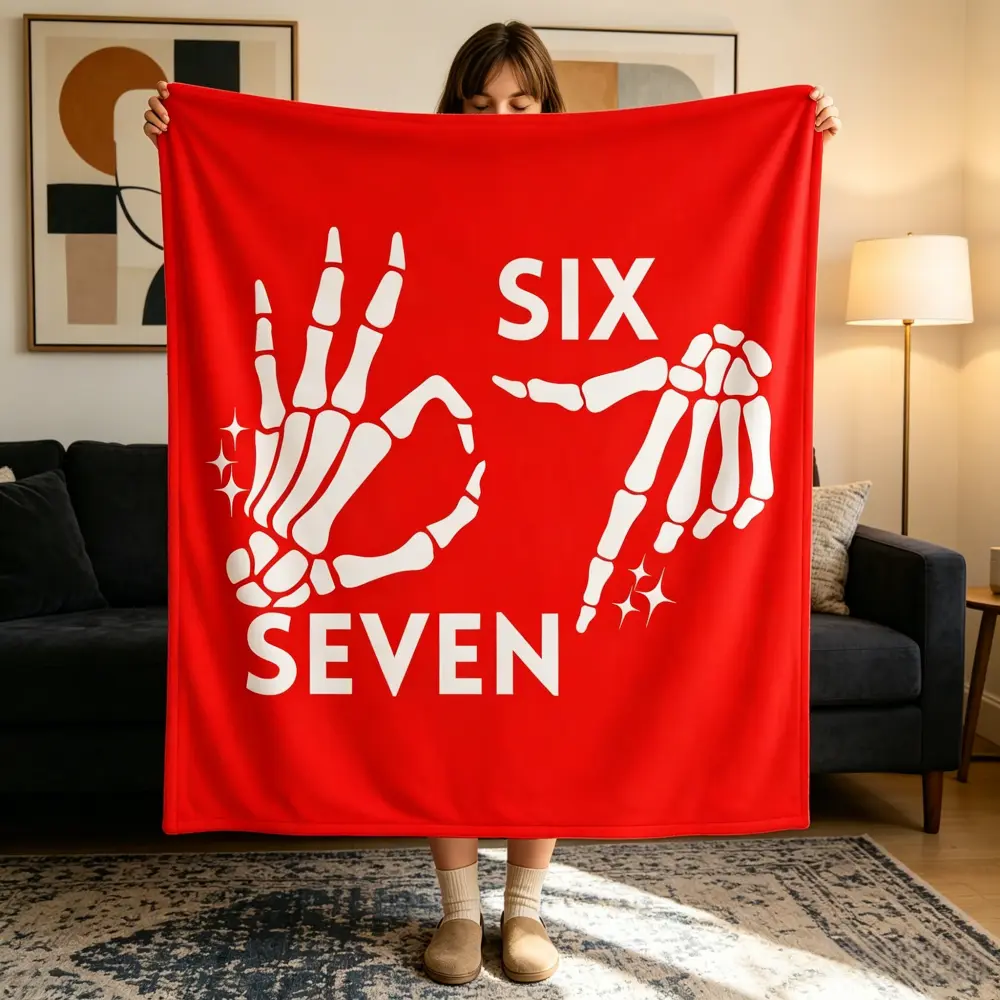 6th-7th generation skull hand emoji blanket, Alpha generation gift, portable decorative sofa fluffy blanket, suitable for super soft decor/sofa/bedroom, a great gift for children, family and friends.