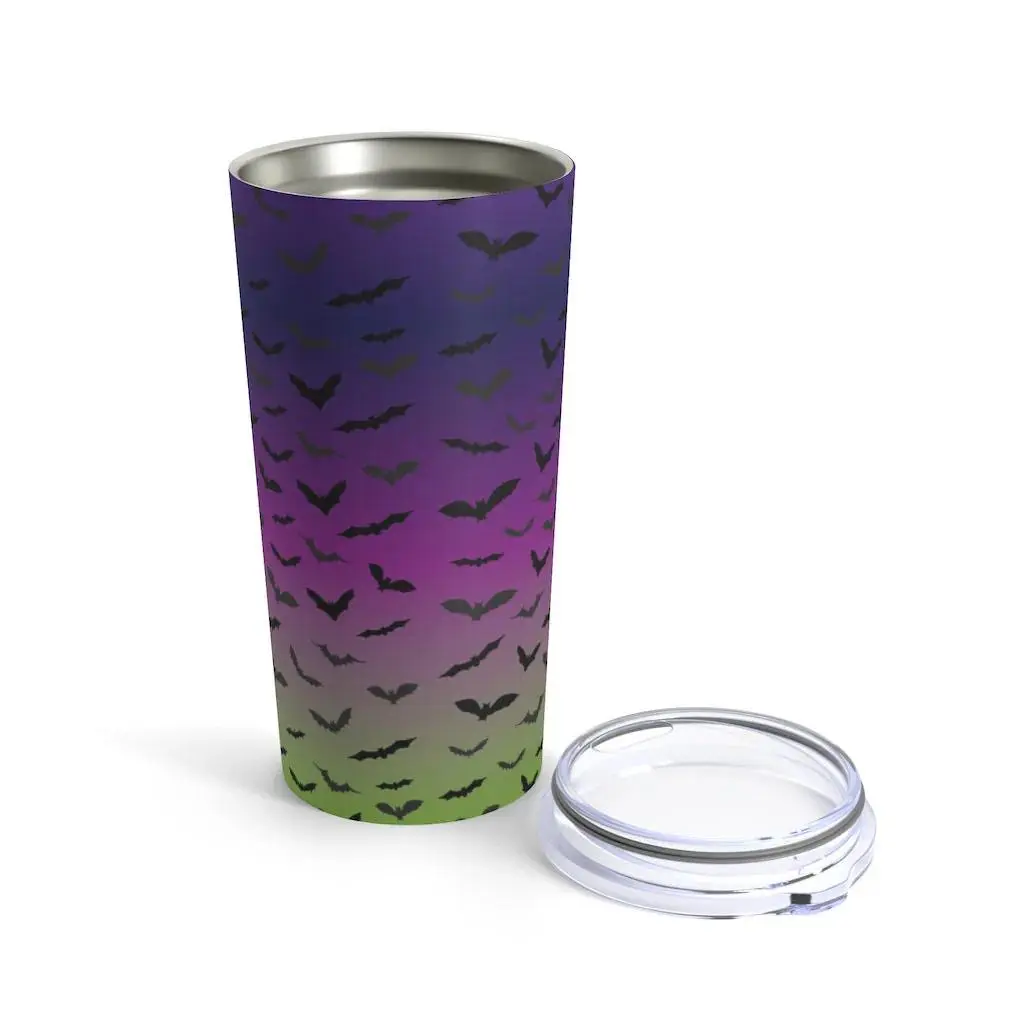 Halloween Bat Print Tumbler: 20oz Stainless Steel Travel Mug Bottle Drinkware