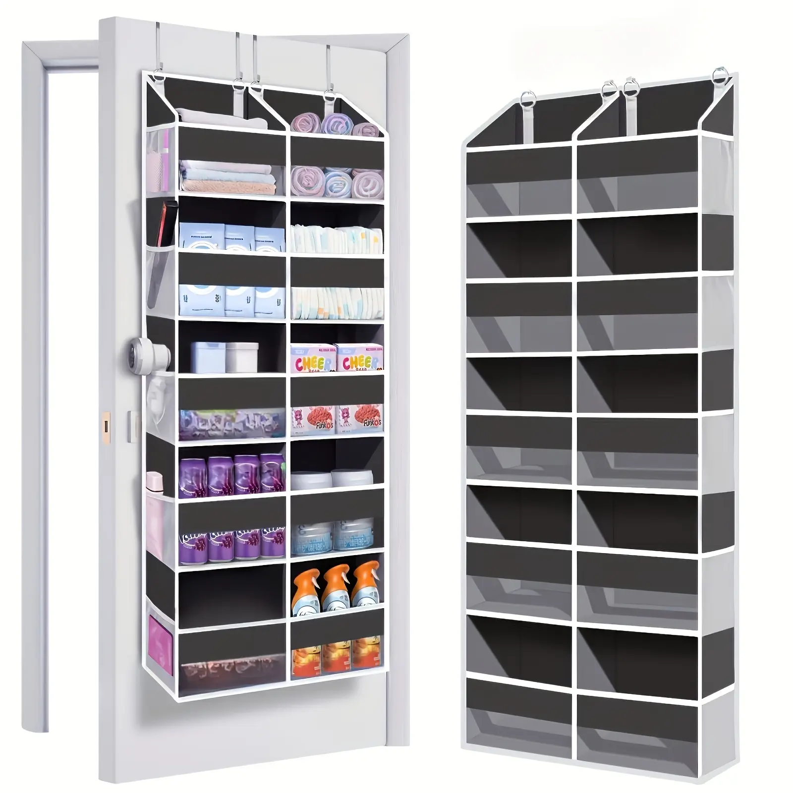 Heavy-Duty 5-Tier Back-of-Door Storage Rack Organizer with Large-Capacity Storage Bags Holding Up to 80 lbs