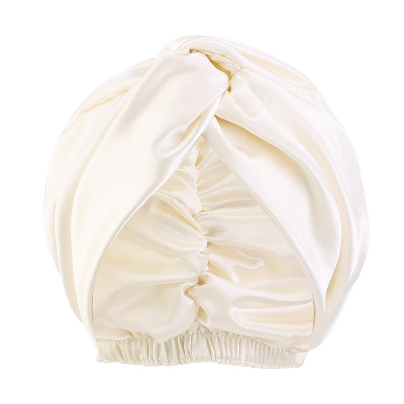 Fashion Satin Double Layer Sleep Cap, Cross Twist Shower Cap, Beauty Head Wrap