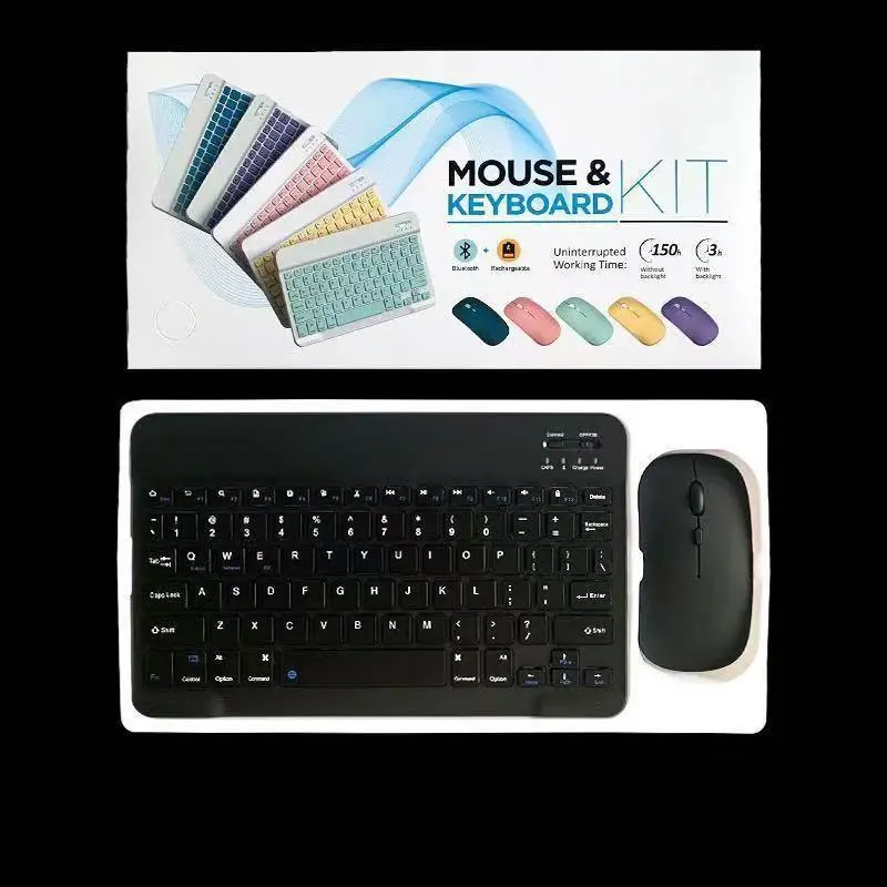 Wireless Bluetooth Keyboard and Mouse Combo Set for iPad iPhone Android Tablet Mac PC, Portable Rechargeable ABS Compact Keyboard & Mouse for Mobile Office, Remote Work & Travel Setup