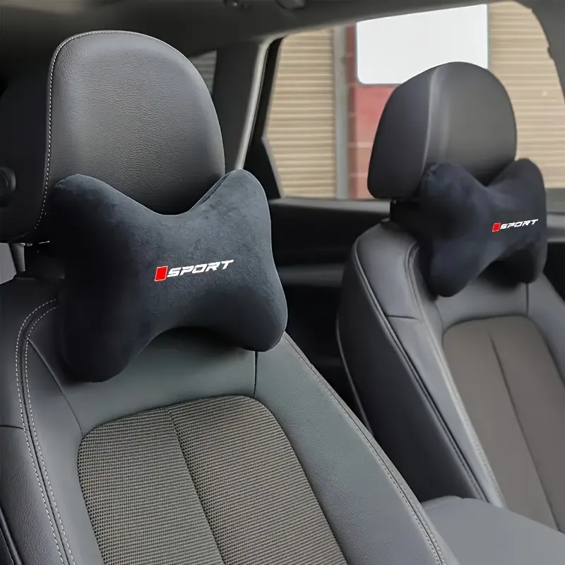 2 pieces [Soft Suede Headrests] Sport style car seat headrests made of soft suede material, with breathable and comfortable neck support design, Headrest Set. Soft and comfortable seat cushion, universal car model