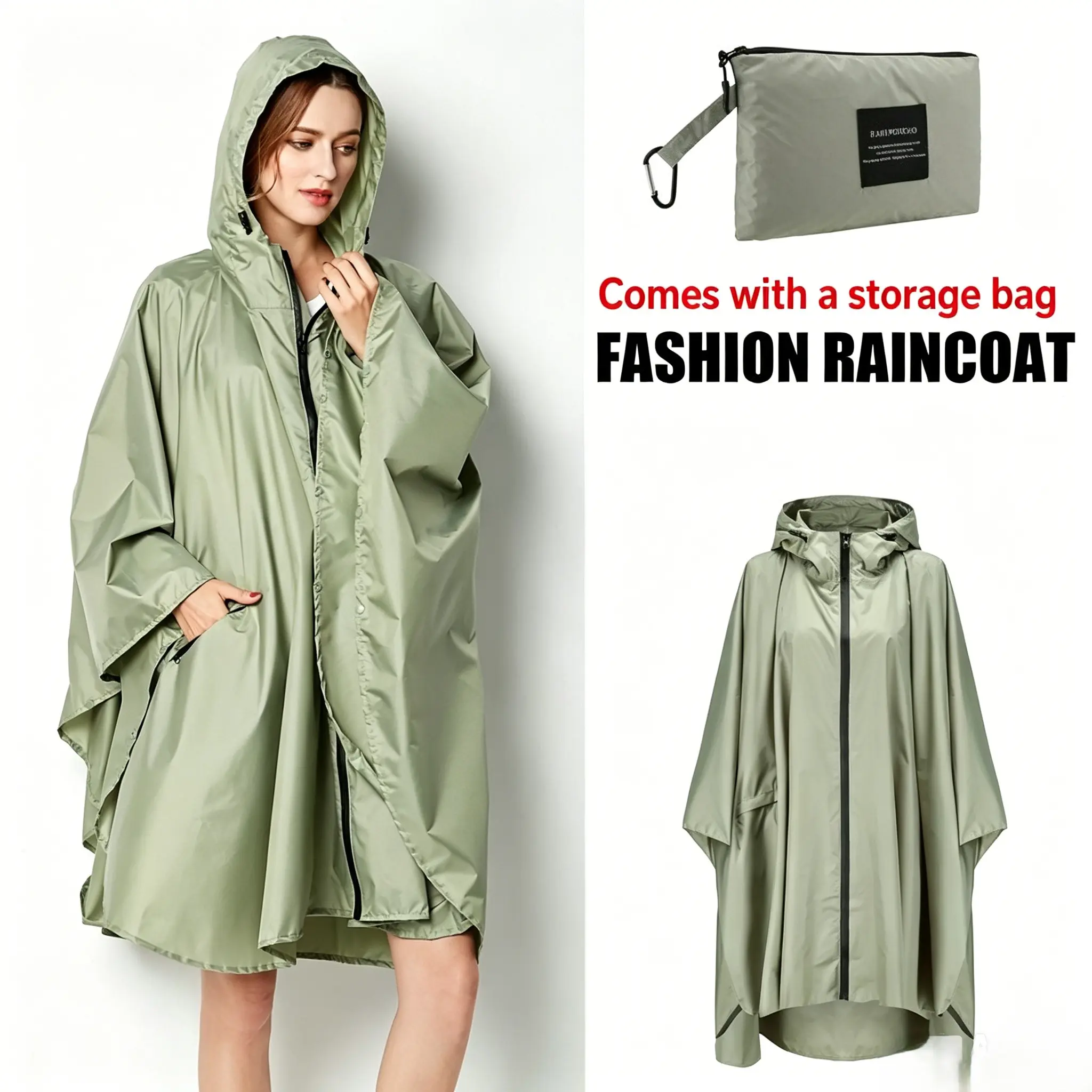 Fashion Hooded Raincoat, Full Body Protection, Waterproof and Durable, Easy to Carry and Store, Unisex, Model Fr-20260722-0035