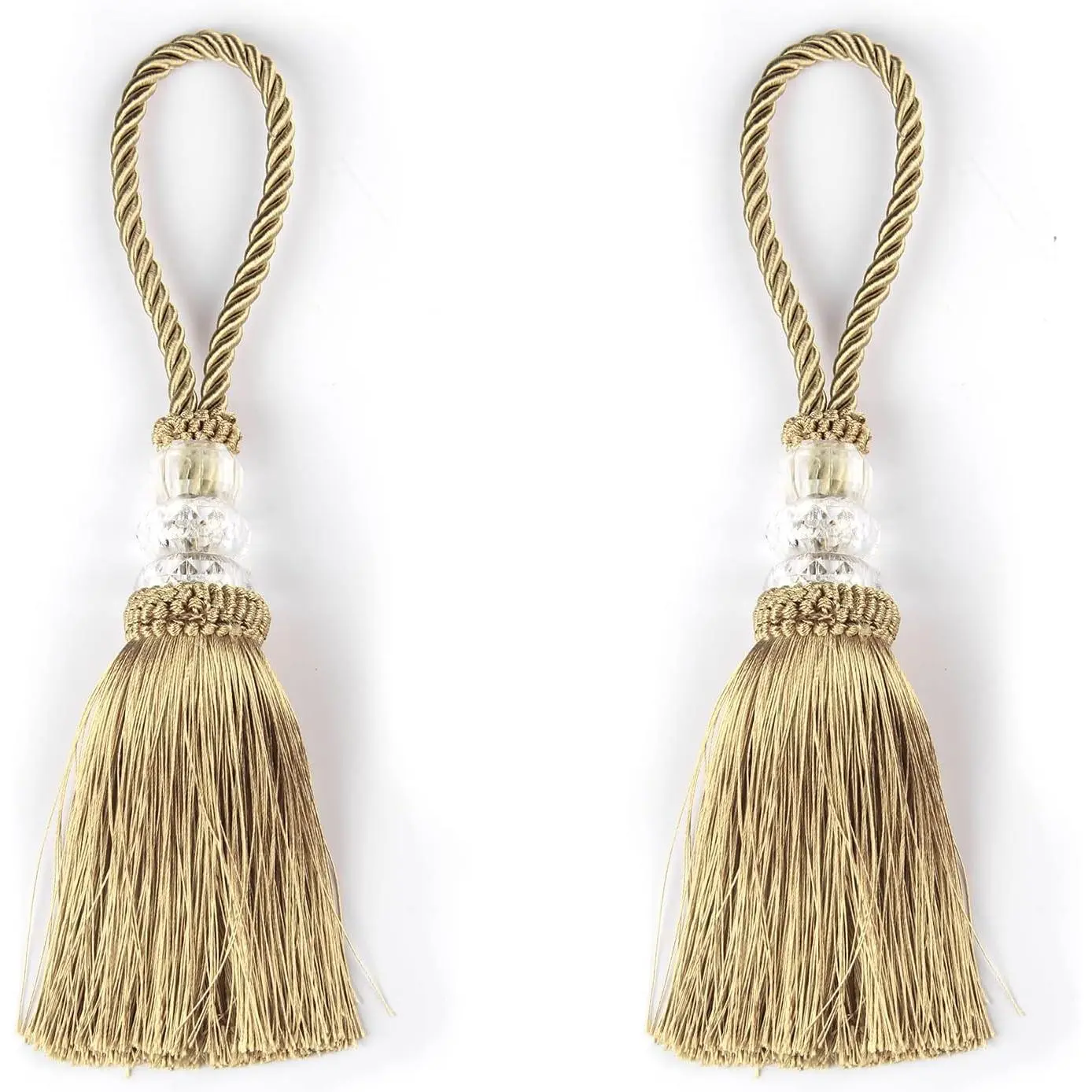 2 Pack Gold Tassels with Loops, Door Knob Tassel Large Handmade Tassel Craft, DIY Accessories for Home Decoration (Gold, 2)