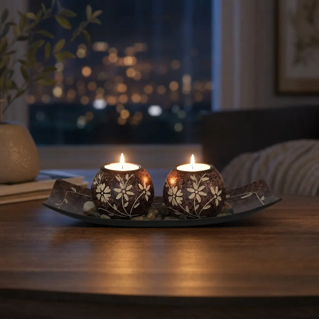 Round Floral Carved Wooden Candle Holder, Gift Candle Holder, Vintage Decorative Candle Holder, Candle Holders For Table Centerpiece, Wedding Table Decoration, Home Décor Ornament