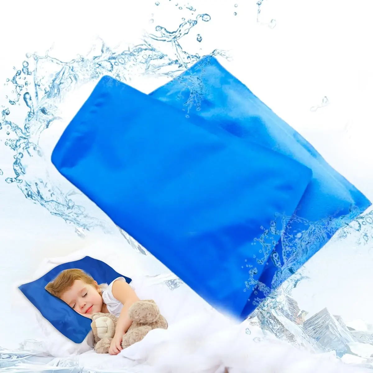 Reusable Cooling Mat for Pillows - Blue Polyethylene Pad for Night Sweats, Migraines, Fevers, and Hot Flash Relief