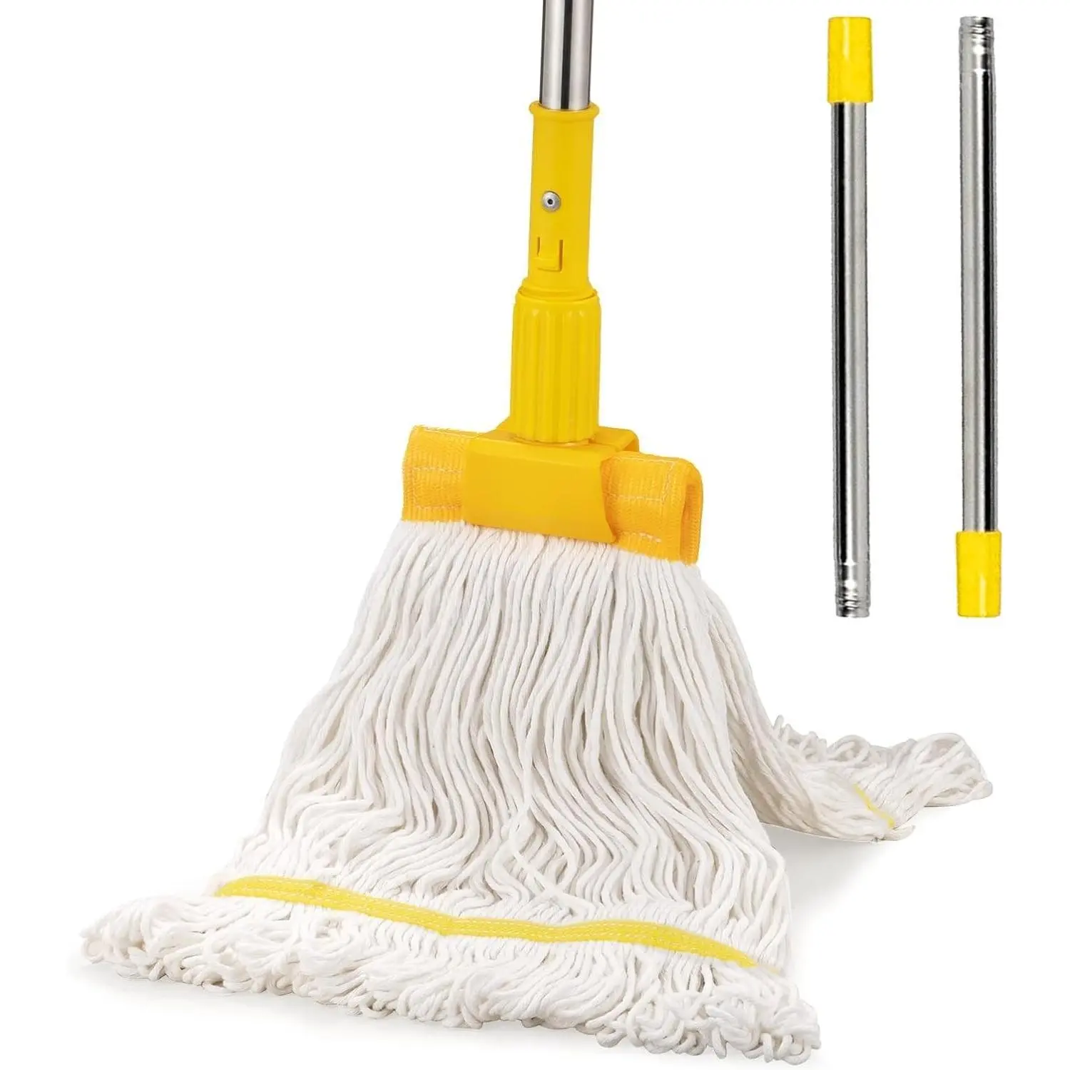 Professional Commercial Industrial Heavy Duty Mop with 48" Long Handle, Cotton Wet Mops for Floor Cleaning, Home, Kitchen, Office, Garage and Concrete Tile Floor