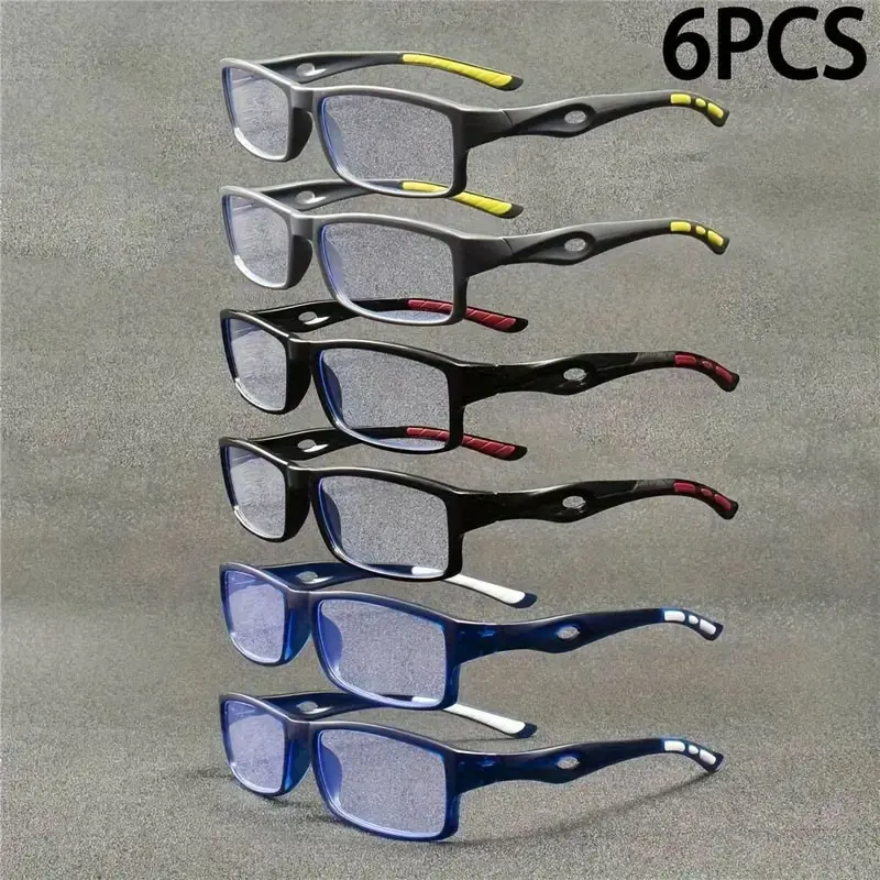 6PCS new men's and women's fashionable retro square trendy high-definition reading reading reading reading reading reading reading reading glasses - elegant, artistic and simple PC material,+1.0 to+4.0 degrees, lightweight and durable, suitable for daily
