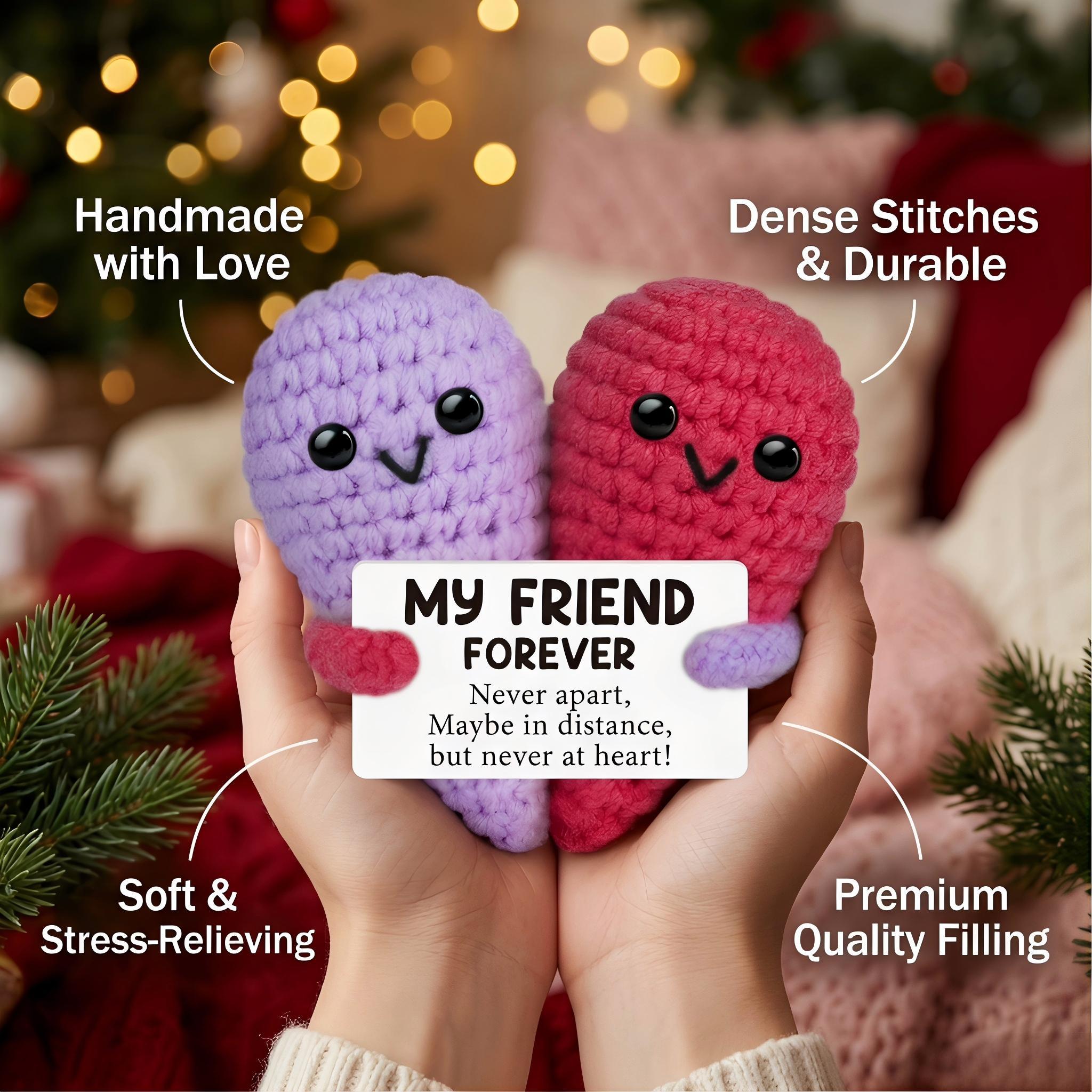 Cute Handmade Crochet Heart Emotional Support Plush Doll,Soft Skin-Friendly Cotton Yarn Stress Relief Decor,Birthday Gifts,Gifts For Women Men Him Her,Bestie Friendship Gifts,Easter Basket Stuffers,Mothers Day Graduation Teacher Appreciation Going Away Gi