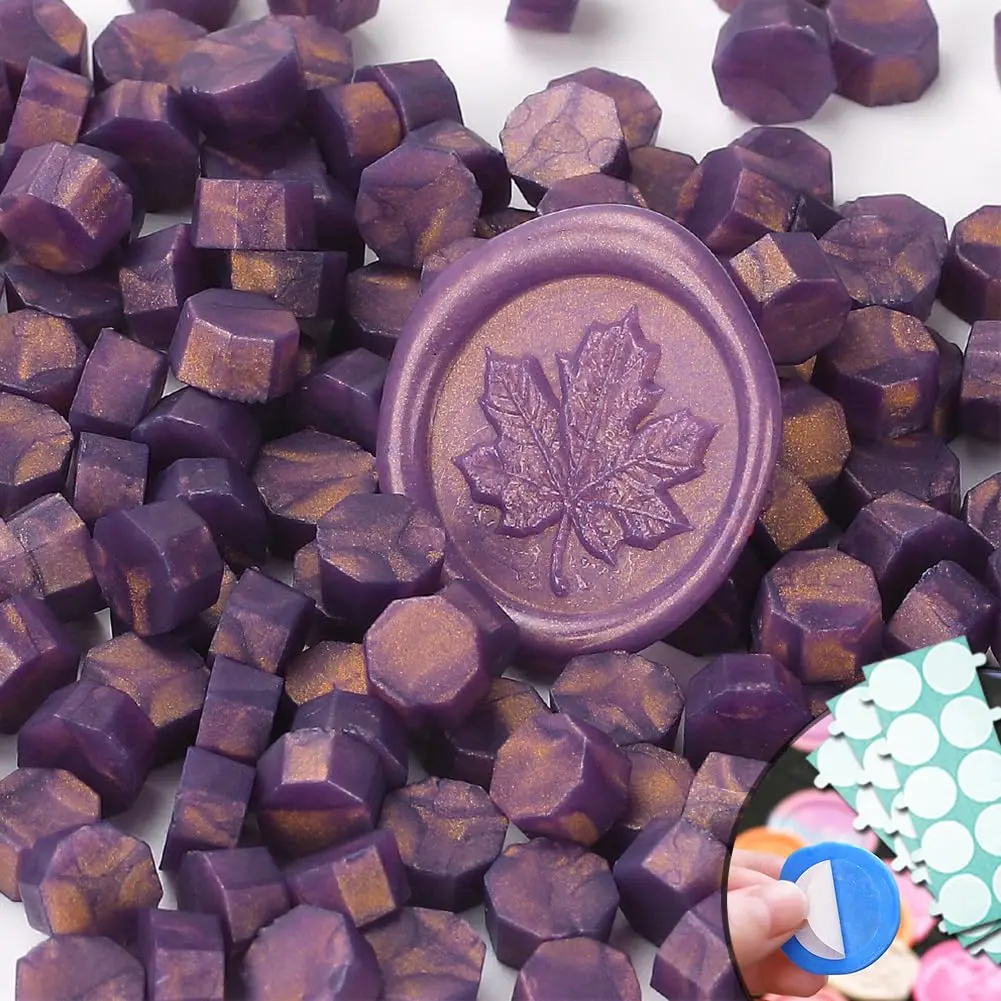 Wax Seal Beads,300pcs   Sealing  Wax Pellets Refill with 30 count Double Side Adhesive Stickers for  Seals Wedding Invitations Envelopes DIY Craft Projects