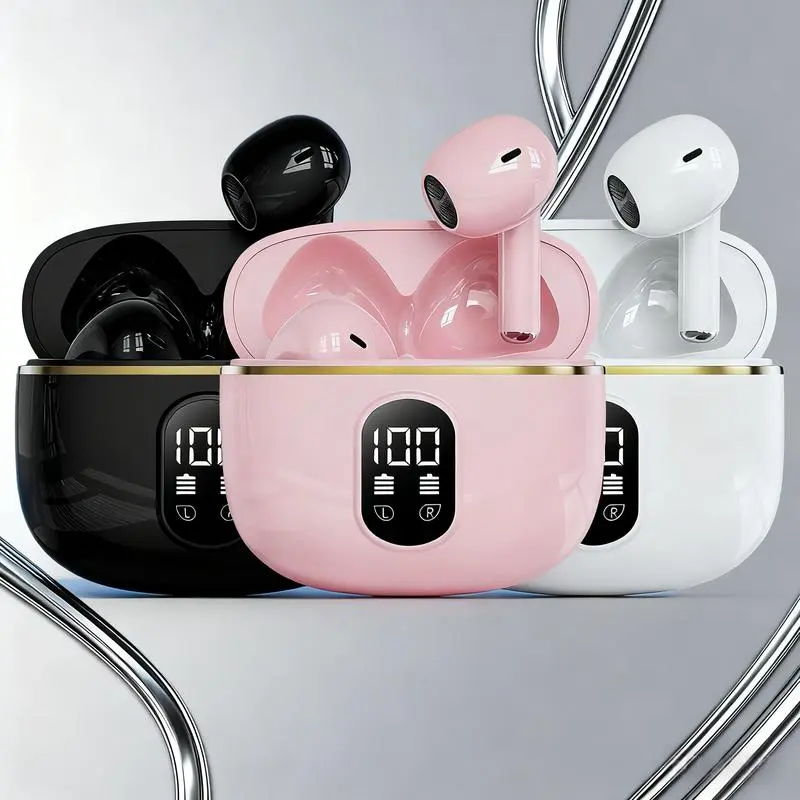 In-Ear Design Wireless Earphone with LED Display, Noise Cancelling Lightweight Bluetooth Earbuds with Built-in Mic, True Wireless Earbuds for Sports, Gaming & Travel