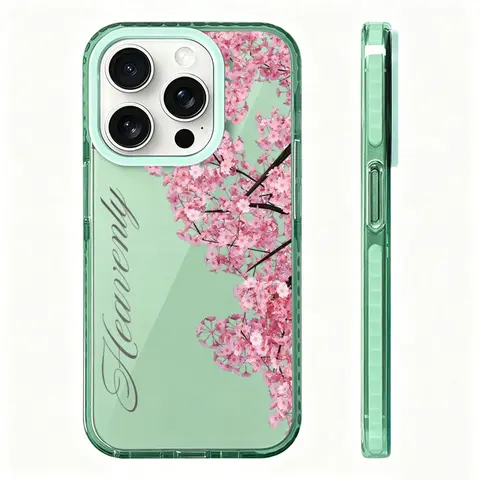 Pink Cherry Blossom Shockproof Cellphone Case - TPU+PC+TPE Casing, Elegant Floral Accessory for iPhone 11/12/13/14/15/16/17 Plus Pro Max, Ideal Birthday Gift for Accessory Enthusiasts