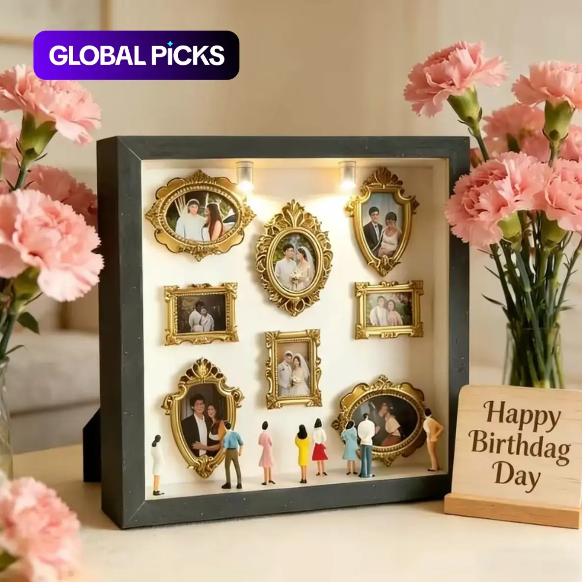 DIY Mini Museum Silhouette Box Set, Personalized Photo Frame Shadow Box, Unique Memory Display Case, Keepsake Holder, Aesthetic Room Decoration, includes one large frame, eight small frames, and eight small figurine models