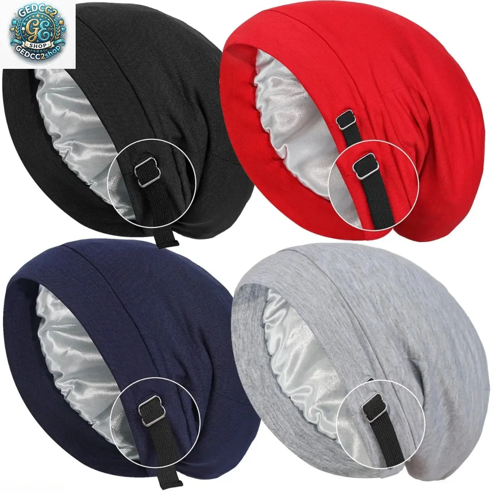 Women's Satin Bonnet, Double Layer Sleep Cap with Elastic Band, Soft Hair Protection Bonnet for Curly, Natural & All Hair Types