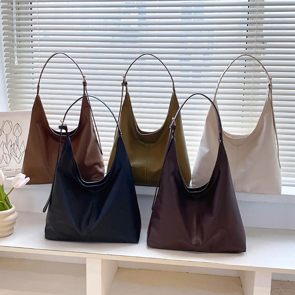 Women Large Capacity Soft Faux Leather Hobo Tote Bag, Minimalist Open Top Shoulder Handbag, Spacious Purse for Office Commute Shopping Daily Travel, Bags For Everyday, Everyday Bag