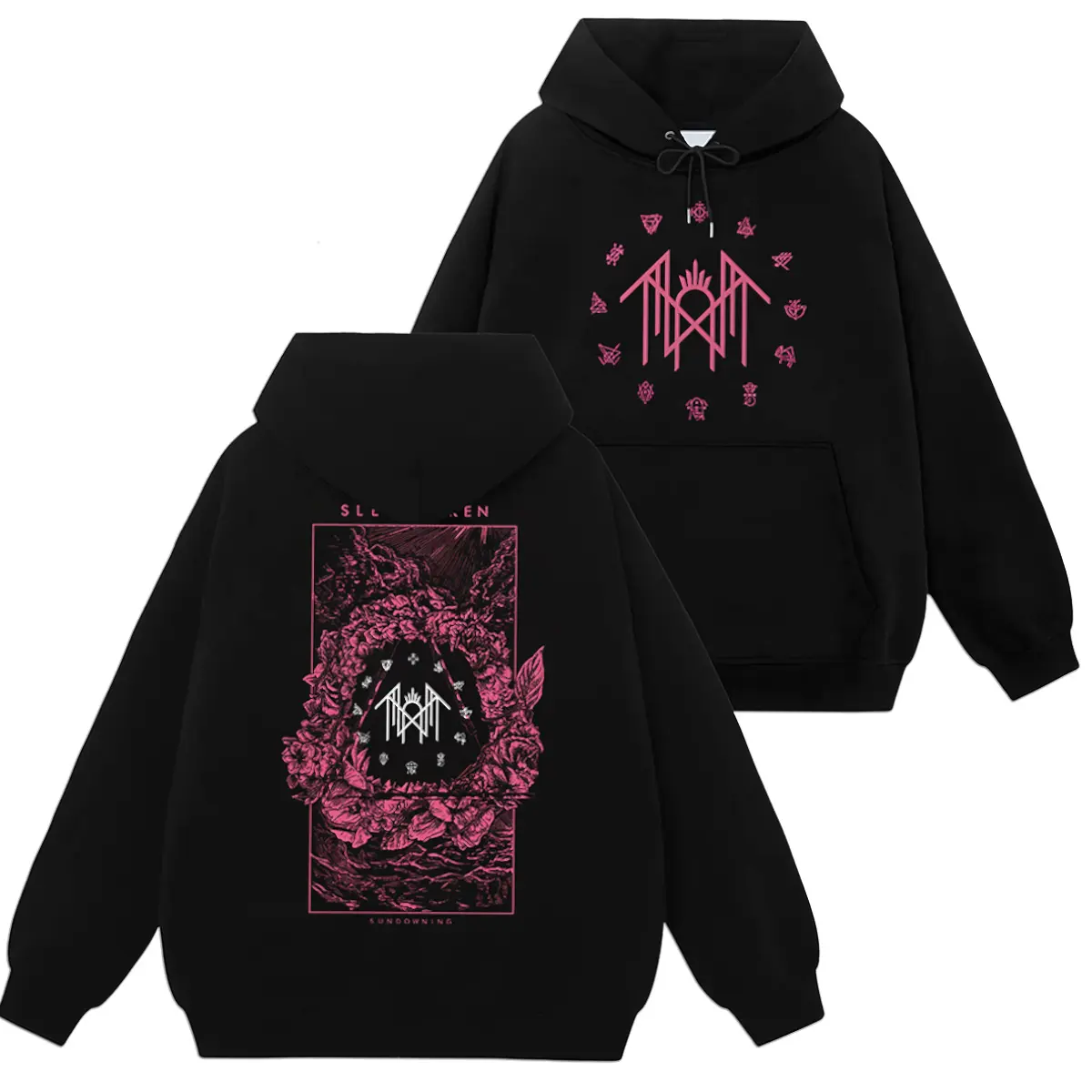 Sleep Token Retro Rose Graphic Hoodie - Menswear Tops, Casual Long Sleeve Oversized Cotton Hooded Pullover, Gothic Grunge Emo Punk Metal Band Fan Apparel, Unisex All Seasons Streetwear for Rock Music Fans