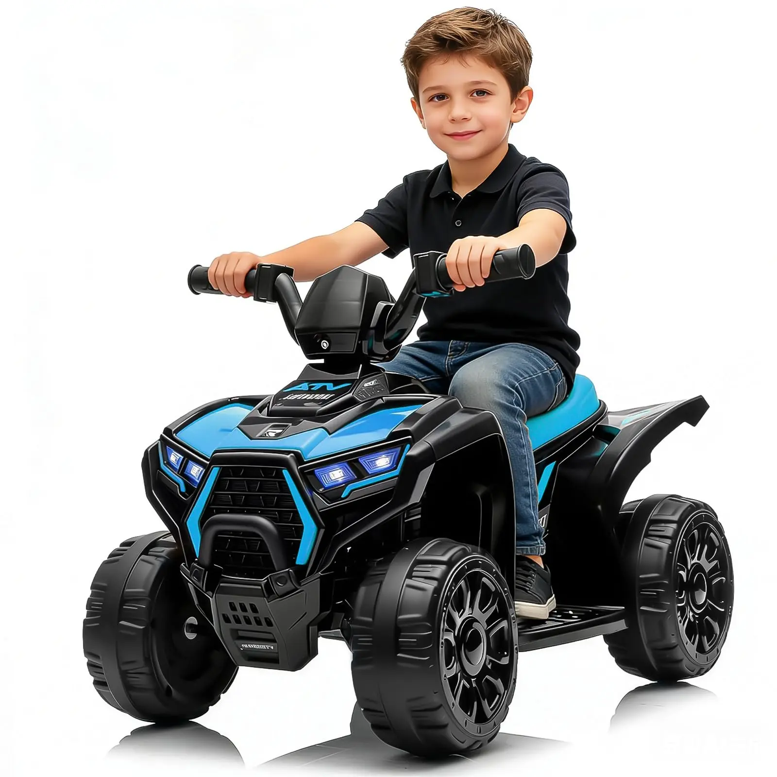 6V Kids Electric ATV Ride-On Toy, 35W Motor All-Terrain Vehicle, LED Lights & Music, 1.5-3.5 mph Speed, Ergonomic Seat for Toddlers Outdoor Play