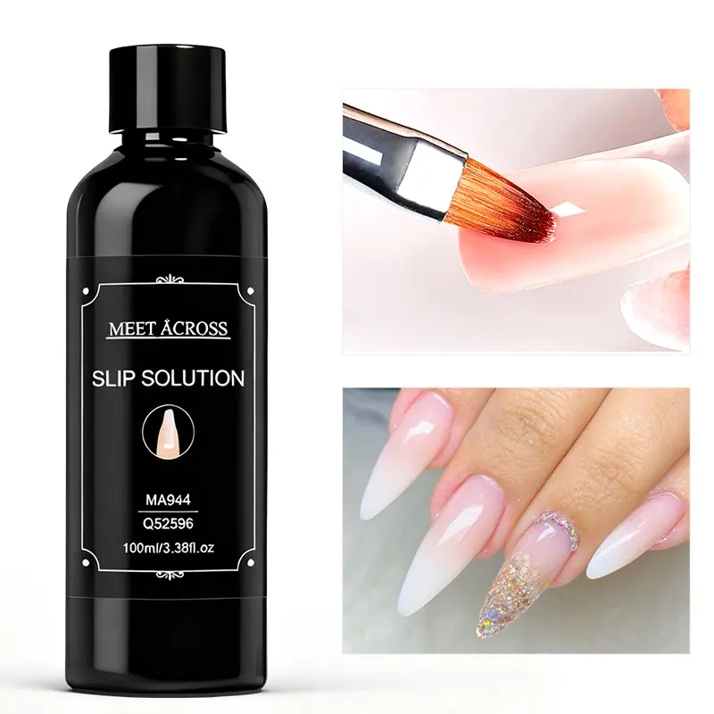 MEET ACROSS 100ml Slip Solution for Poly Gel Nails, AcryGel Slip Solution Nail Sculpting Application Aid Builder Gel Acrylic Nail Art