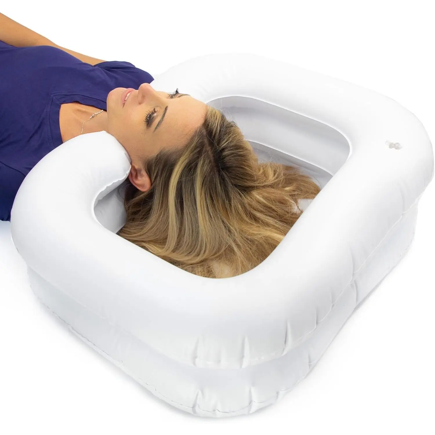 Inflatable Hair Wash Tub for Bedridden Elderly, Home Bathroom Hair Station Shampoo Tub for Loc Detox & Dreads