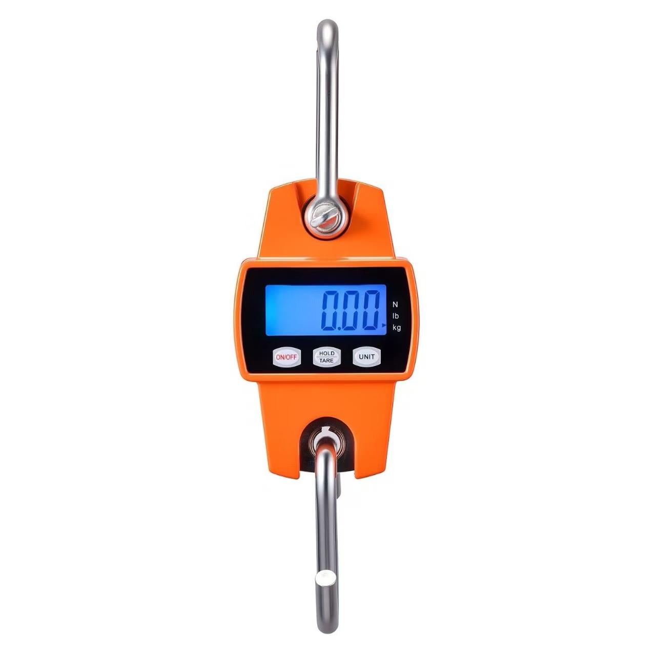 Digital Crane Scale, 660 lbs/300 kg Max Capacity, Handheld Hanging Scale with Cast Aluminum Case & LCD Display, 0.1 lbs Division & 3 Unit Switch, Portable Design for Farm Hunting Fishing, Orange