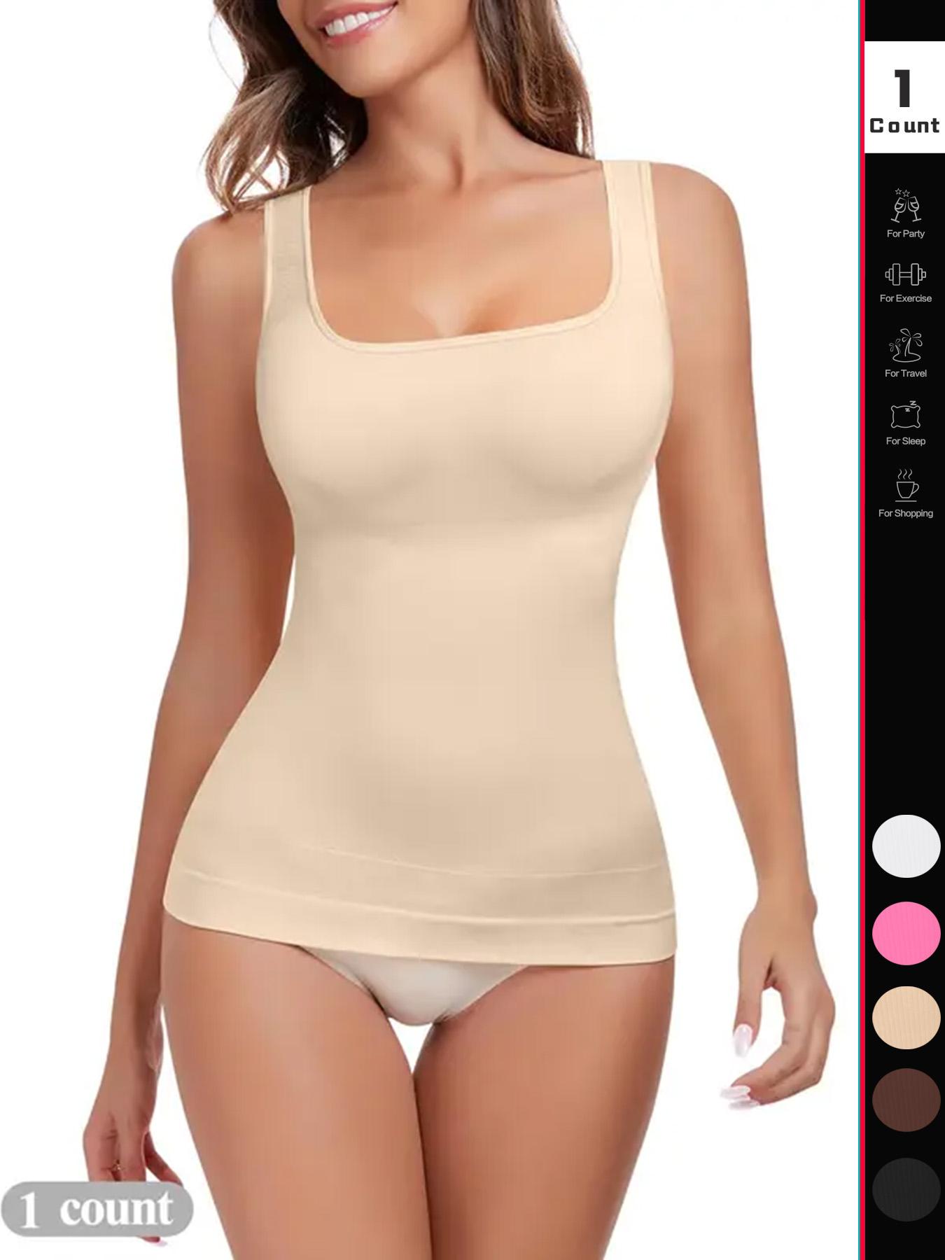 Women Tummy Control Shapewear Tank Tops Seamless Square Neck Smooth Compression Tops Slimming Body Shaper Camisole