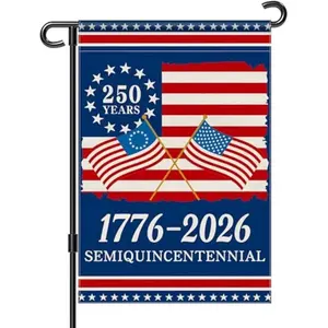 250th America Anniversary Double Sided Waterproof Garden Flag, 1776-2026 Patriotic Commemorative Banner, Suitable For 4th Of July Yard Outdoor Landscape Decoration