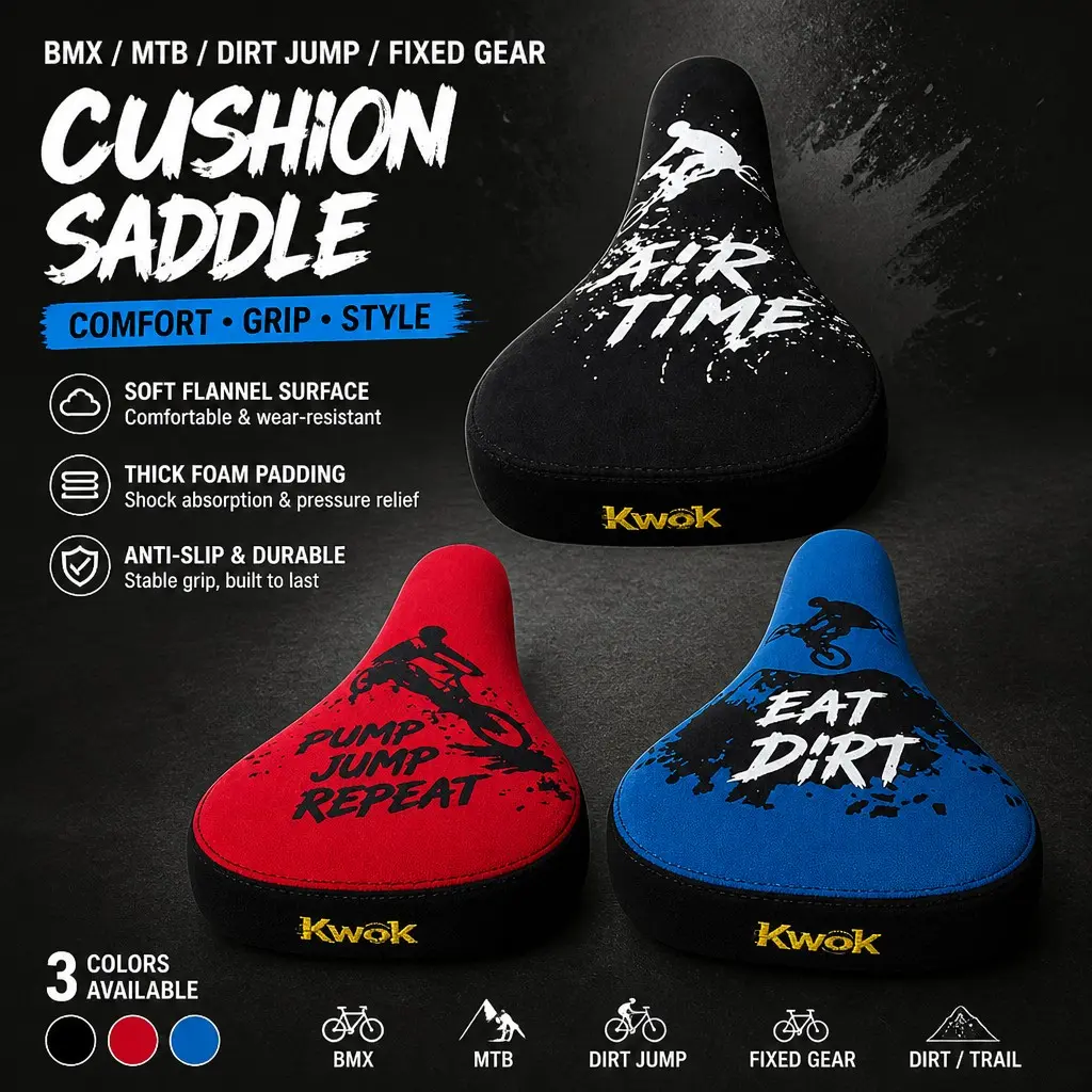 3 Unique Graphic Printed Soft Flannel Bicycle Saddle, Thick Foam Padded Anti-Slip Bike Seat, Wear-Resistant Shock Absorption Sturdy Steel Rails, Universal Fit for BMX MTB Dirt Jump Fixed Gear Trail Riding, 3 Colors Available Comfortable Bike Cushion