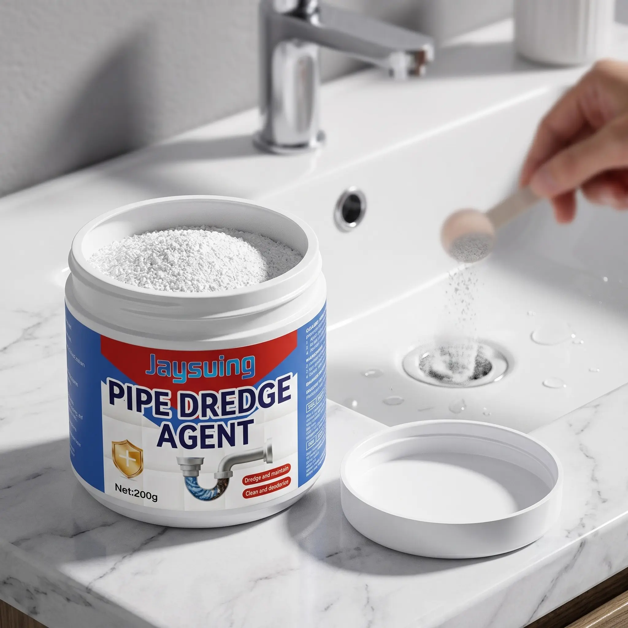Pipe Dredging Agent, Kitchen Bathroom Drain Clog Cleaning Dredge Agent, Household Cleaner for Sewer