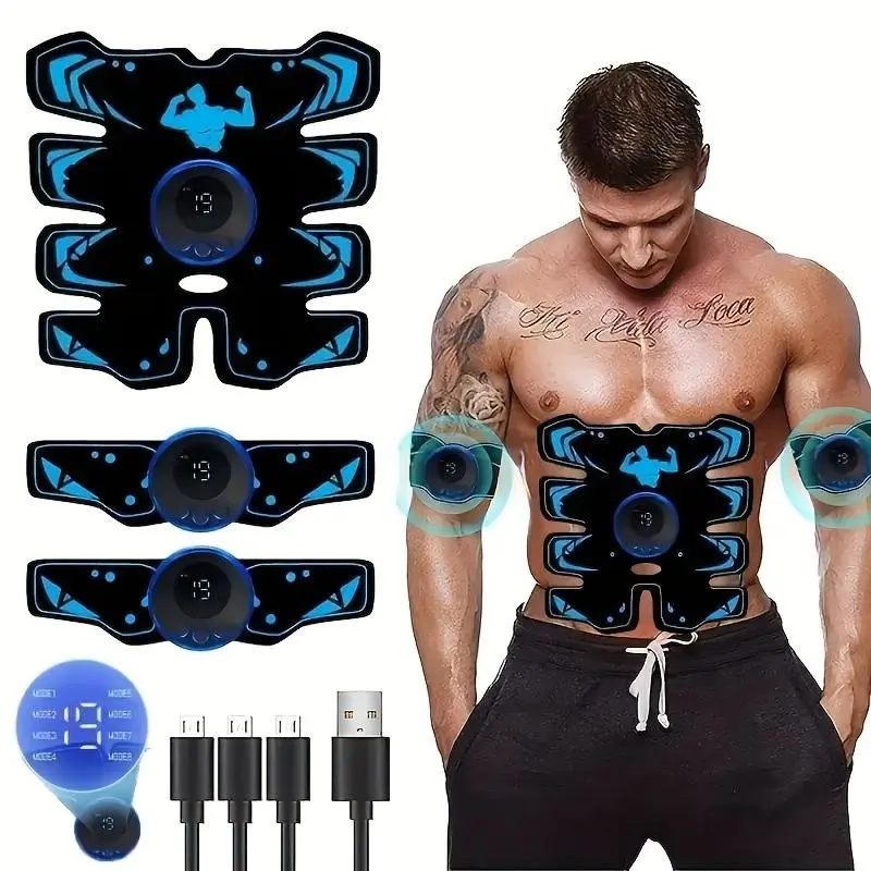 USB Rechargeable Abdominal Training Belt, Home Fitness Equipment, Portable EMS Abs Trainer Belt, Rechargeable Abdominal Muscle Toner, Stomach Body Sculpting Tool, Sporty Waist Slimmer, Gym Enhancer