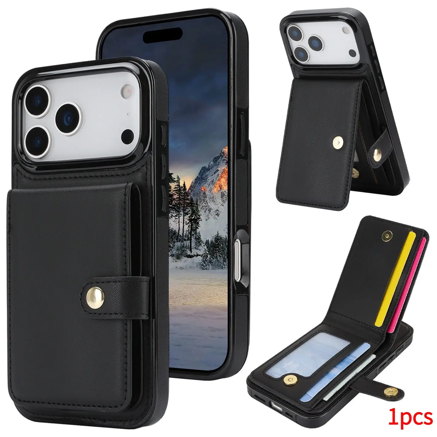 iPhone 17 Pro Max Case with Wallet, Multi-Card Slot, Strap Included, Compatible with iPhone 14 Plus, 16 Pro Max, 13 Pro, 12, XR, 15 Plus