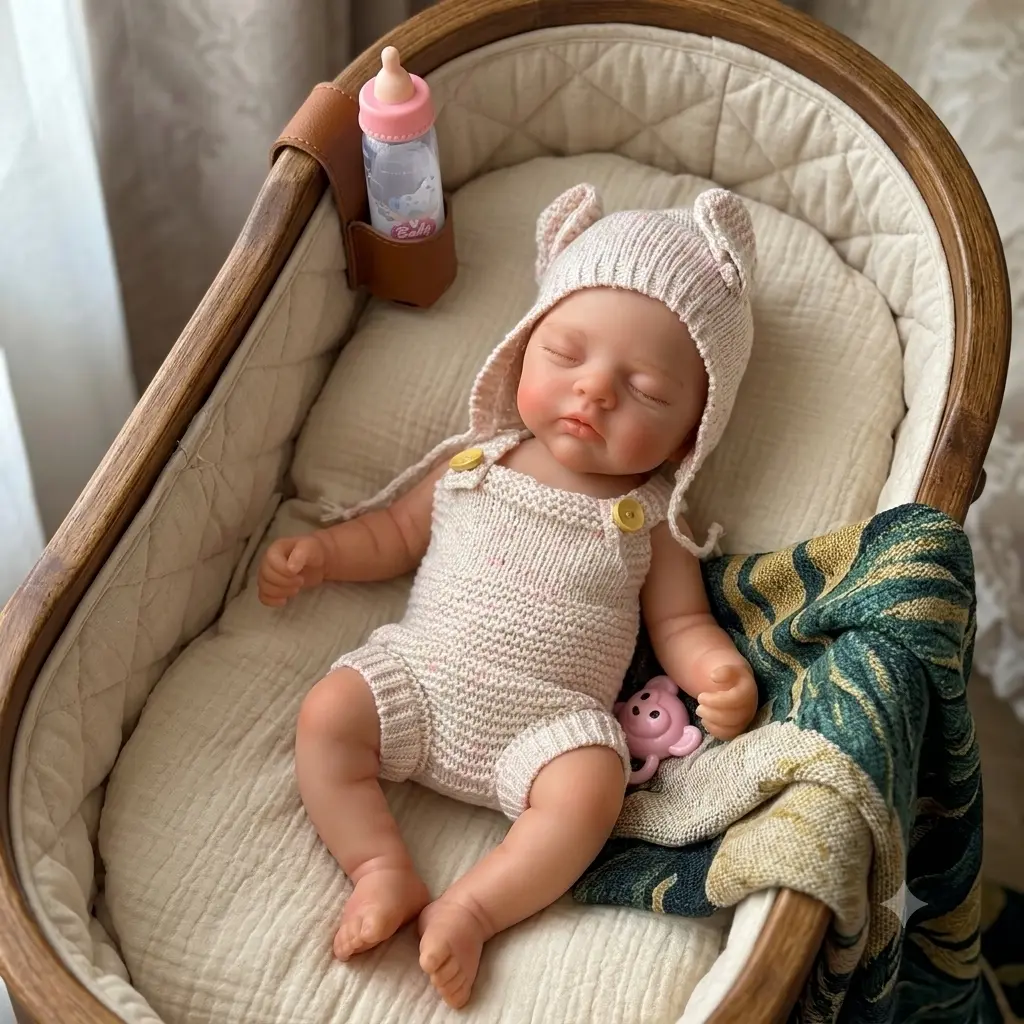 13-Inch Painted Silicone Doll, Super Cute Realistic Reborn Baby Doll, Can Open Mouth for Bathing, Collectible Gift, Realistic Newborn Doll