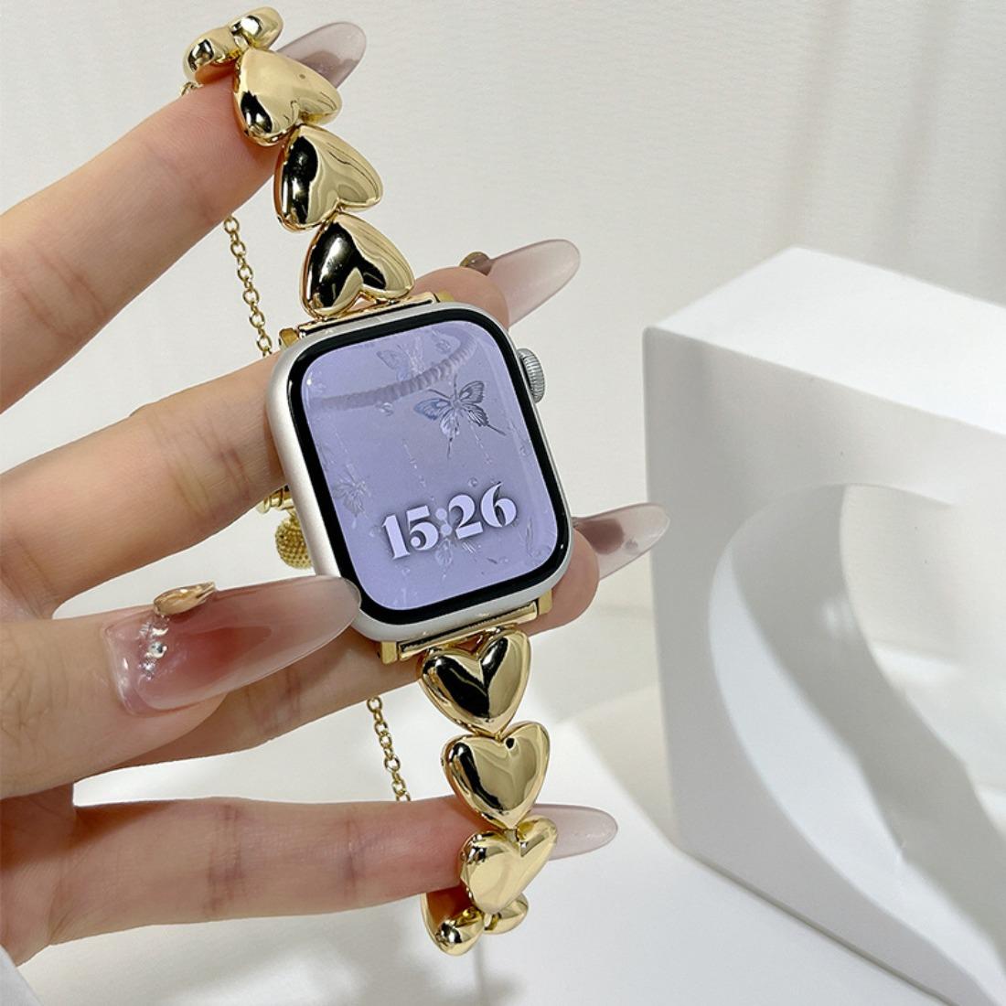 Stylish Love Apple Watch Band for Women, Solid Metal Bracelet Strap, Luxury iWatch Band Compatible with Series 10/9/8/7/6/SE, Elegant Jewelry Watch Band for Daily Outfit & Party Look