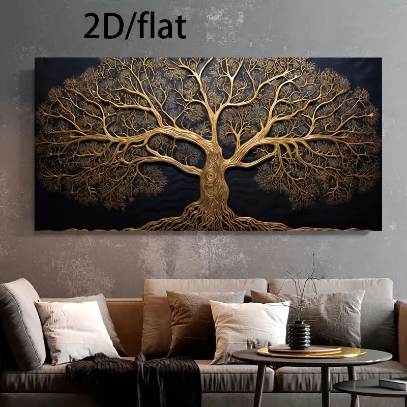 1-Piece 2D Flat Modern Tree of Life Canvas Wall Decoration, 30x60in/75cmx150cm Living Room Decor, Bedroom Home Decor Poster Print, Decor For Living Room