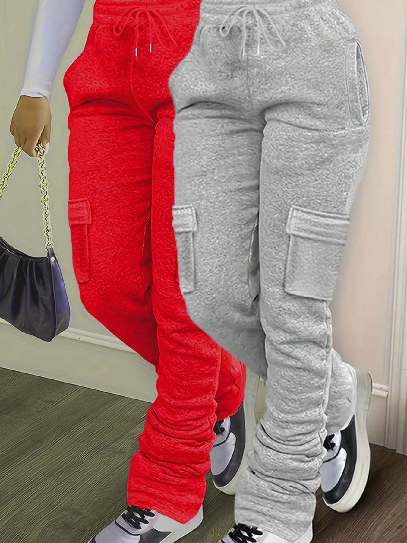 Women's Solid Drawstring Elastic Waist Sweatpants, Casual Pocket Design Jogger Pants for Daily Wear, Ladies Bottoms for All Seasons, Active Wear, Athletic Pants for Women, Leg Joggers, Sports Pants, Tapered Sweatpants