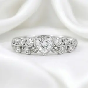Pure White Eternal Ring with Sparking Heart CZ, Perfect Gift for Daily Wear