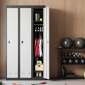 Heavy Duty Tall Narrow Metal Storage Locker with Secure Lock, Hanging Rod and Adjustable Shelves, Rust Resistant Steel Organizer Easy to Assemble for Gym Office School Warehouse