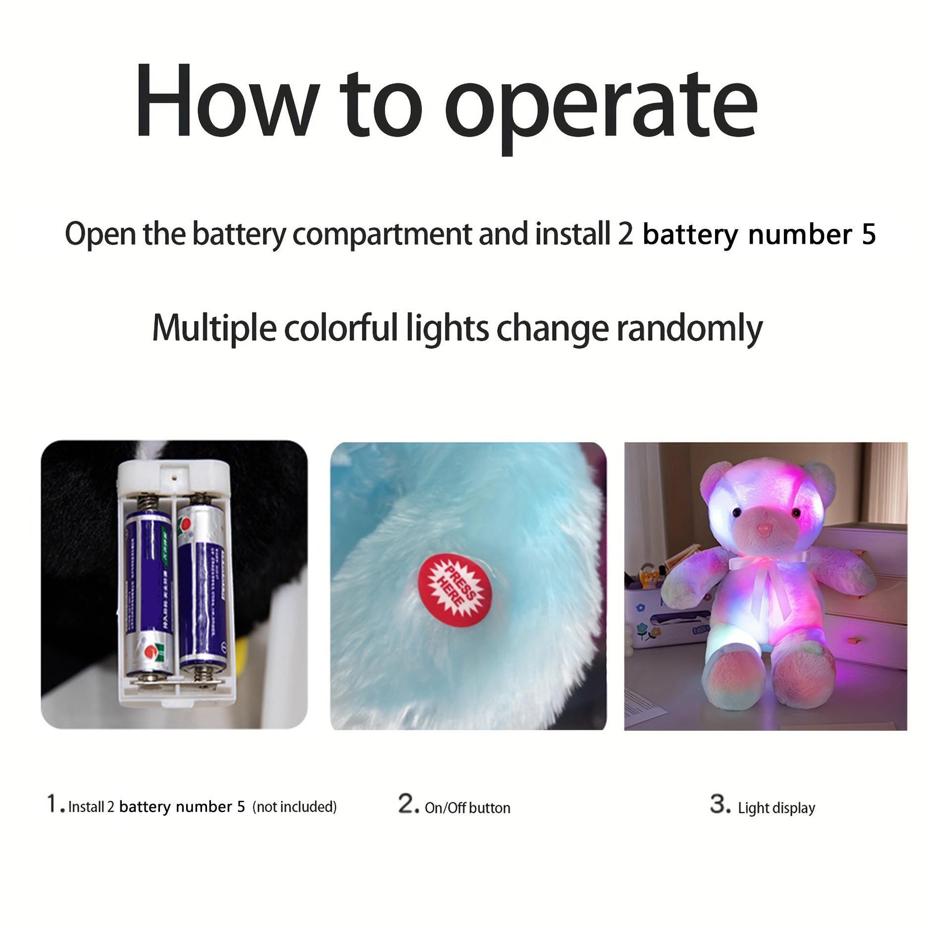 Glowing Bear Plush Toy, 1 Count Teddy Bear, Soft Bear Stuffed Doll with LED Light, Cute Animals Design Doll for Birthday Gift, Kids Toys, Baby Toys, Teddy Bear Stuffed Animal, Home Decoration, Sensory Toys for Kids