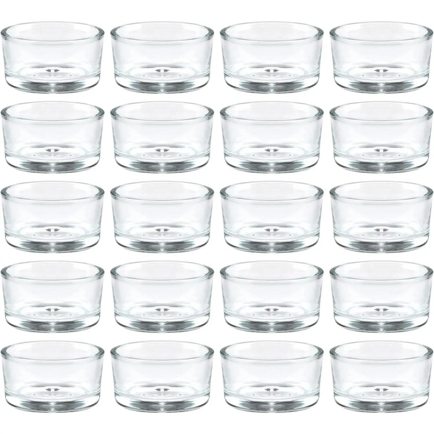 Bulk 36 Clear Glass Tealight Holders, 1.5" Candle Cups – 1.8" Wide, Smooth Glow, Ideal for Wedding, Party, DIY Decor