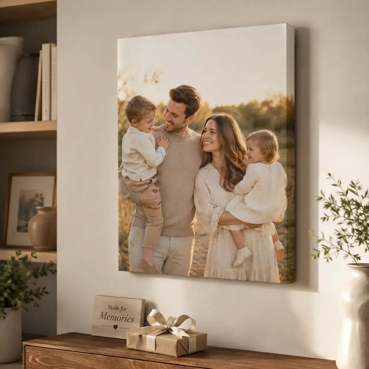 Personalized Family Photo Canvas Wall Art, Custom Picture Poster Print, Upload Your Photo Home Decor for Living Room Bedroom Entryway, Memory Gift for Parents Family Housewarming, Unframed Canvas Poster or Framed Canvas Wrap