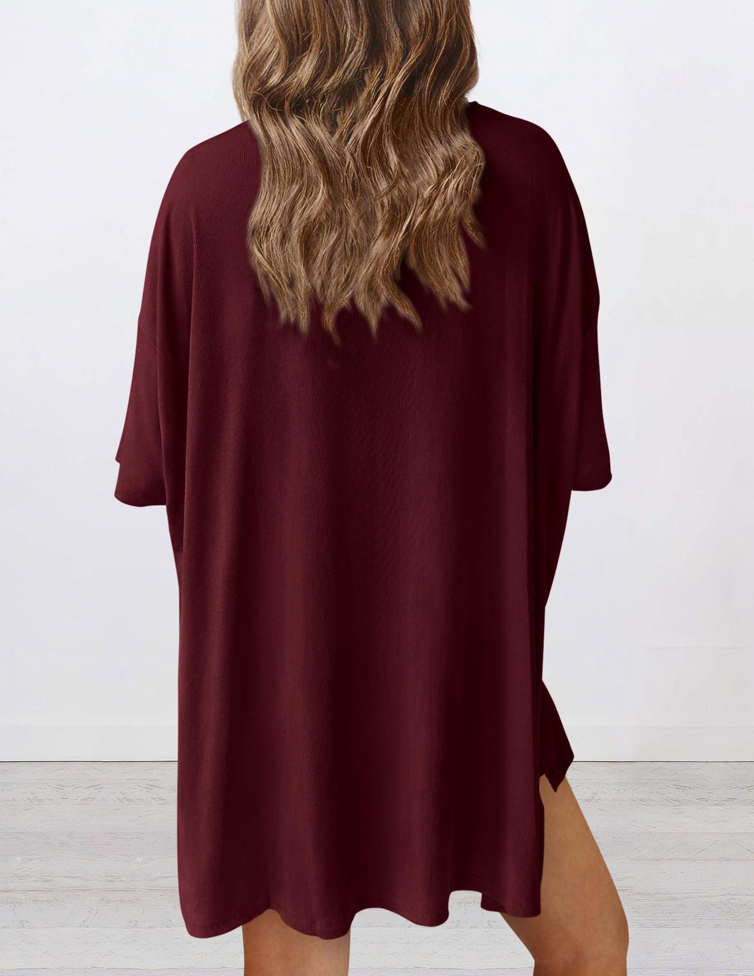 Women's 2-Piece Lounge & Workout Set |   Oversized Side Split T-Shirt + High Waist Shorts, Solid Comfy Outfit XS-4XL