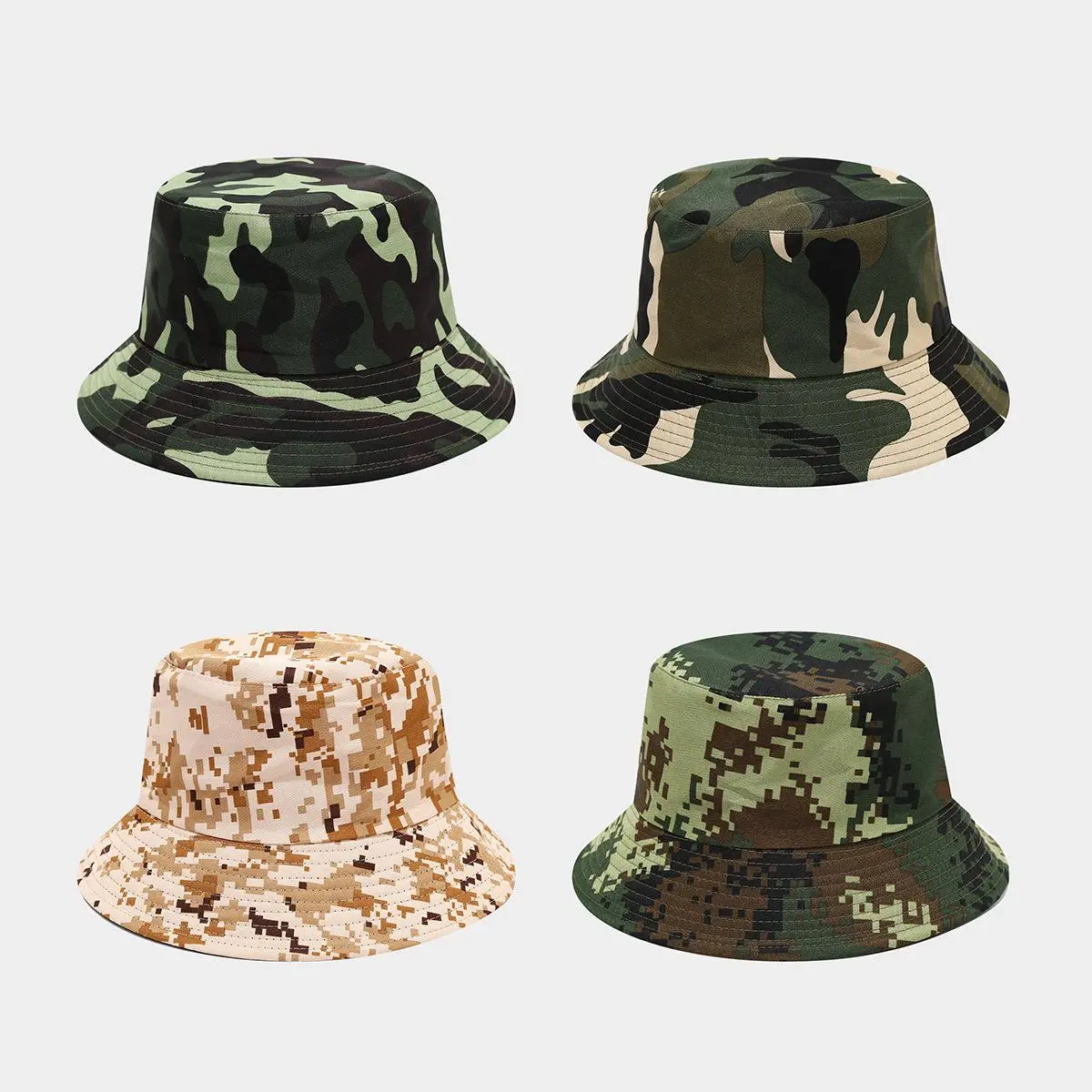 Vintage Gorpcore Green Camo Heavy-Duty Cotton Bucket Hat - Breathable, Lightweight Sun Protection, Packable Backwoods Aesthetic Hat for Adults, One Size Fits All, Ideal for Outfits