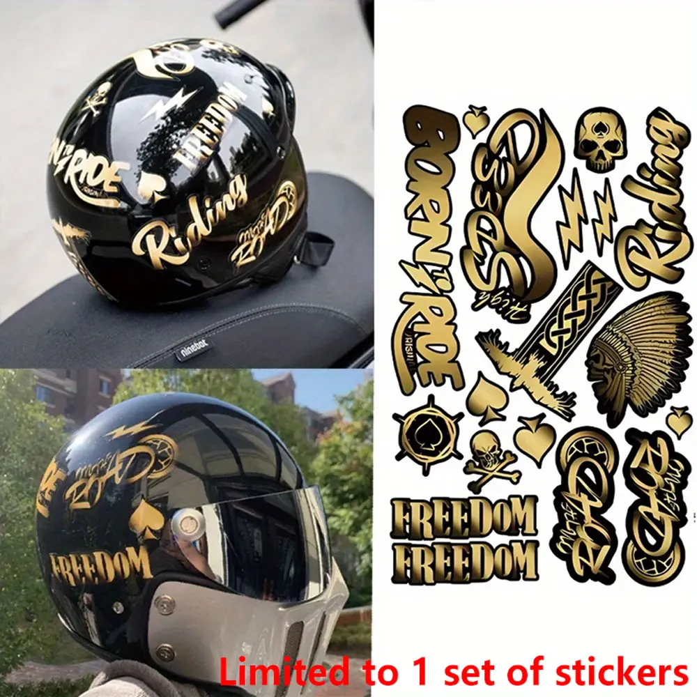 1 Set of Motorcycle Decals, Motorcycle Stickers: Waterproof, Durable, Matte Gold Self-Adhesive Decals for Motorcycle Body, Fuel Tank, and Helmet, Retro Decor. Perfect for Outdoor Riding and DIY Modifications By Enthusiasts Decal Sticker