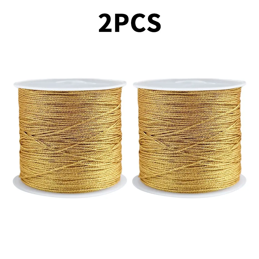 2 Rolls Metal Wire, 0.4mm Decorative Rope, Silver Color, Craft Rope, Flashy Ribbon, Bracelet Cord for Jewelry Making, Gift Wrapping, Crafts