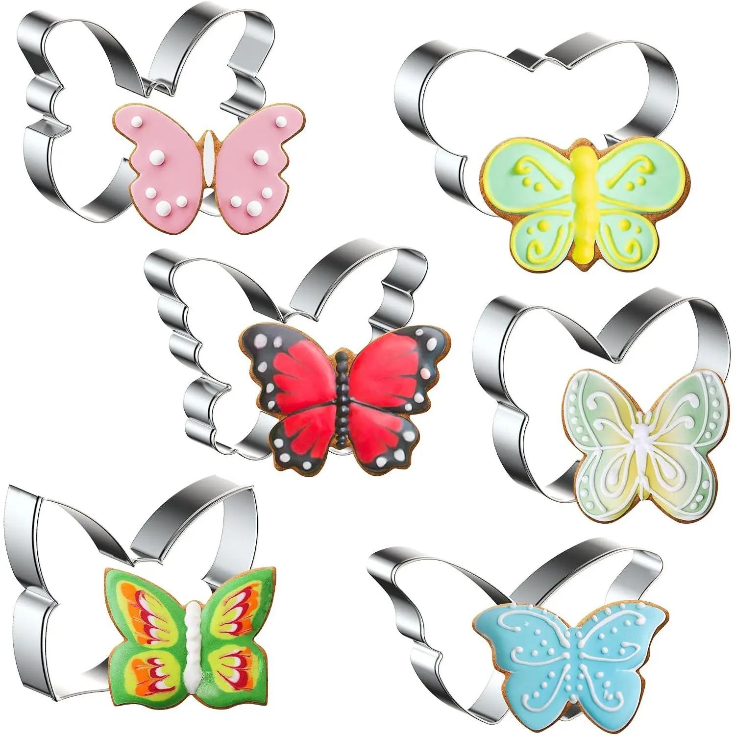 6 count Butterfly Cookie Cutters Set, 3 Inches Butterfly Shaped Cookie , Stainless Steel Cookie Cutters for Baking, Butterfly Shapes Baking Tool for Homemaking Cookie,Biscuits,Dough