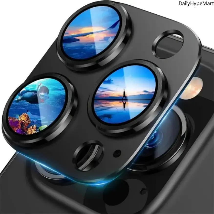2-Pack Sleek High Clarity Tempered Glass Lens Protectors - Shockproof Camera Covers for iPhone Series, Basic Casual Business Cute Cellphone Accessories
