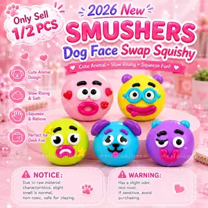 1/2 PCS 2026 New Smushers Dog Face Swap Squishy, Cute Animal Slow Rising Squeeze Fidget Toy, Soft Desk Stress Relief Squishy for Adults, Office Home Travel