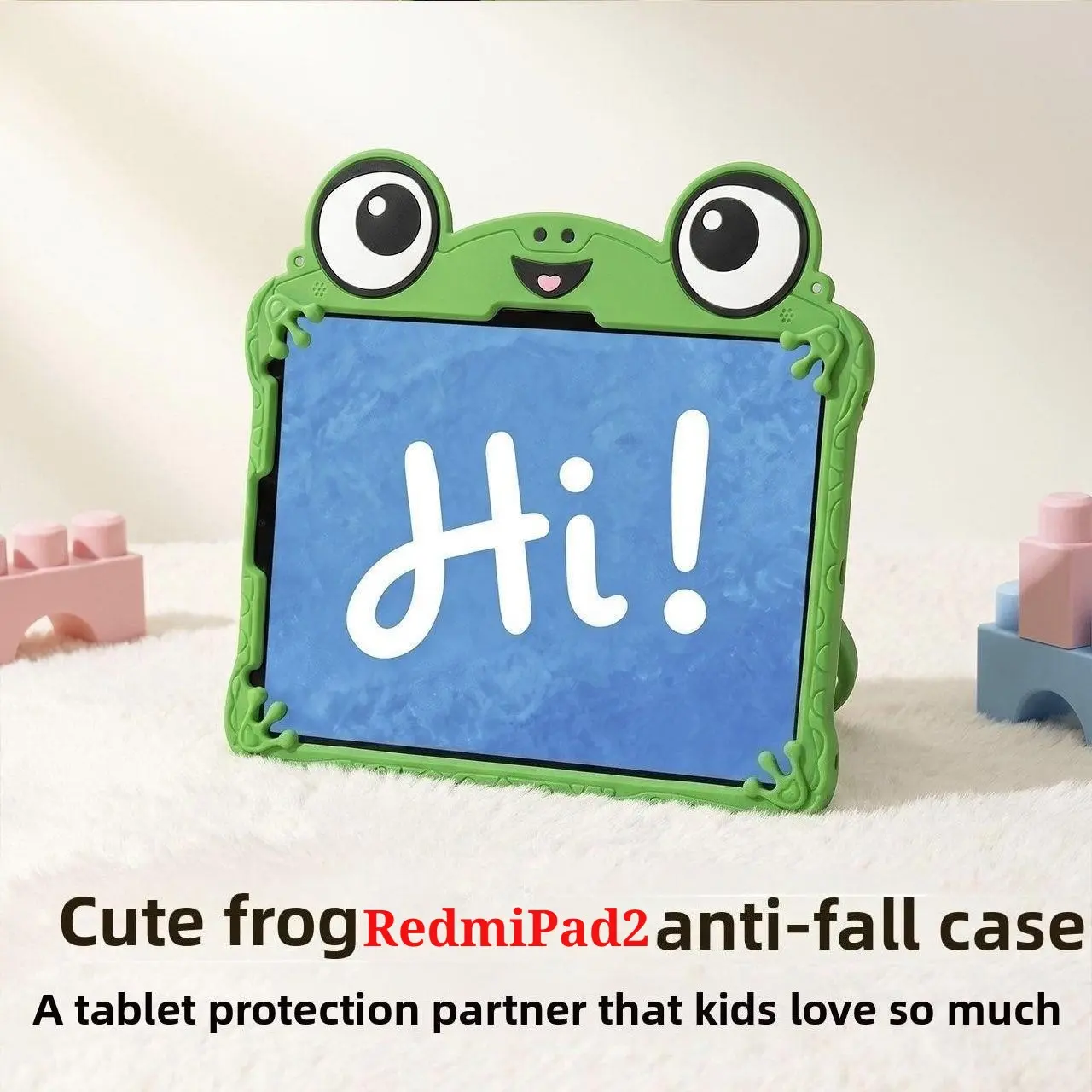 Cute Frog Silicone Case for Redmi Pad SE 11" & Redmi Pad 2 11 Inch, 360° Rotating Stand Shockproof Protective Cover for Kids, Compatible with Xiaomi Redmi 11" Tablet